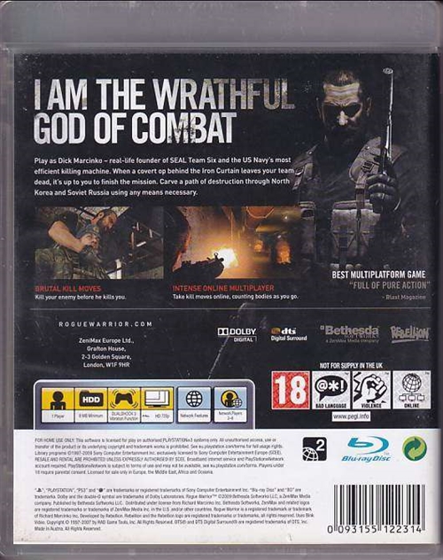 Rogue Warrior (Dick Marcinko) - PS3 (B Grade) (Genbrug)